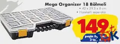 MEGA ORGANİZER 18 BÖLMELİ 42 X29,5X6 CM fiyat ve kampanya bilgisi